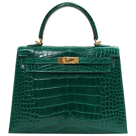 green crocodile hermes bag|vintage hermes crocodile bag.